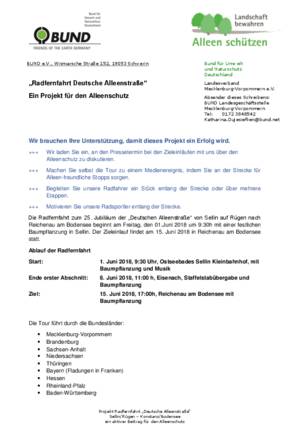 Einladung zur Tour d' Allee des BUND Mecklenburg-Vorpommern